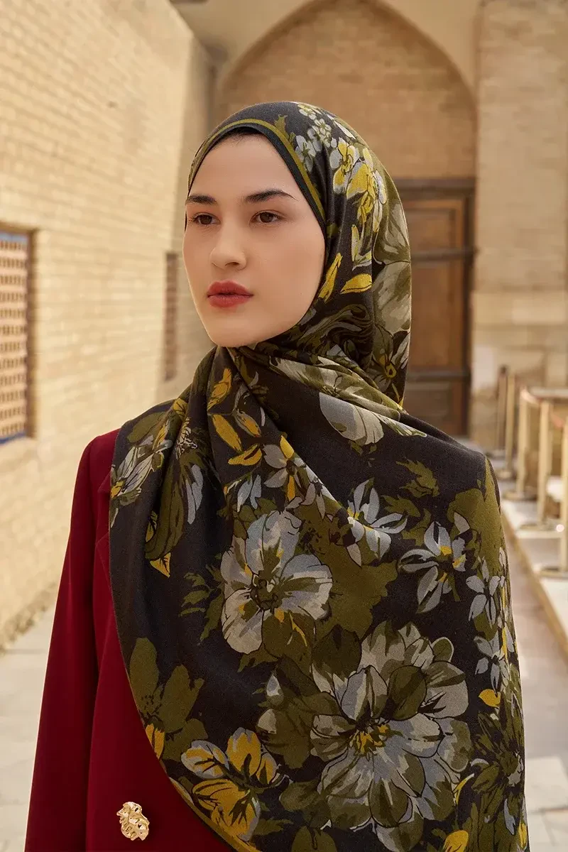 Gülzar Yün İpek Şal - Yeşil - 3