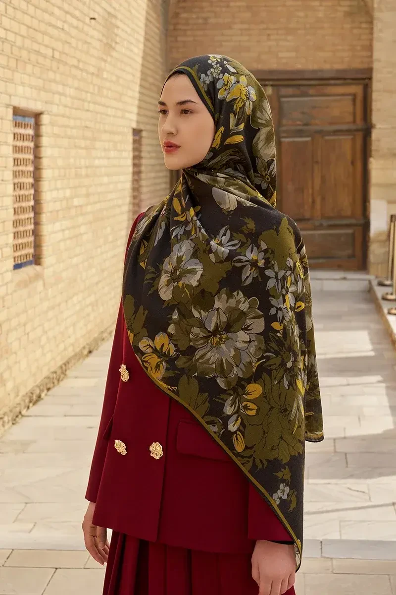 Gülzar Yün İpek Şal - Yeşil - ED SCARF