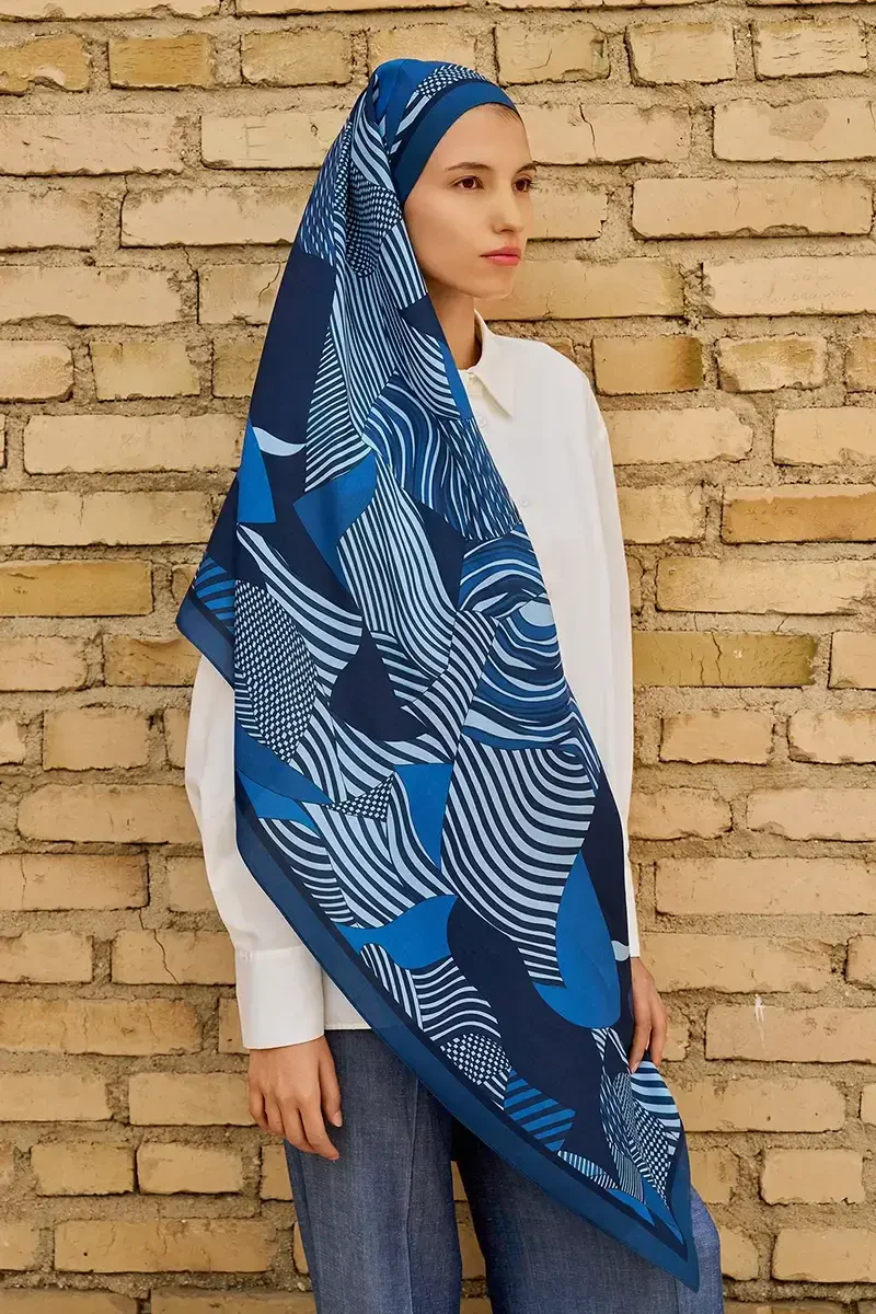 Hazel Floş Viskon Şal - Lacivert - ED SCARF