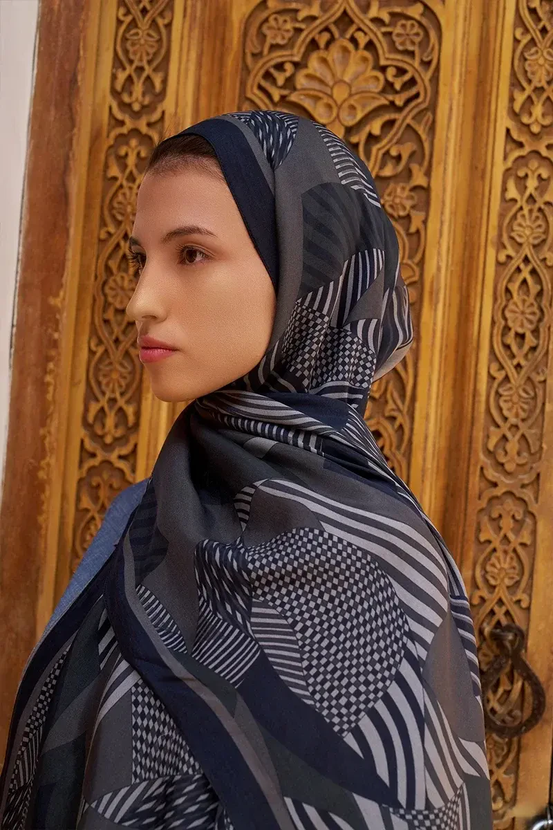 Hazel Floş Viskon Şal - Siyah - ED SCARF