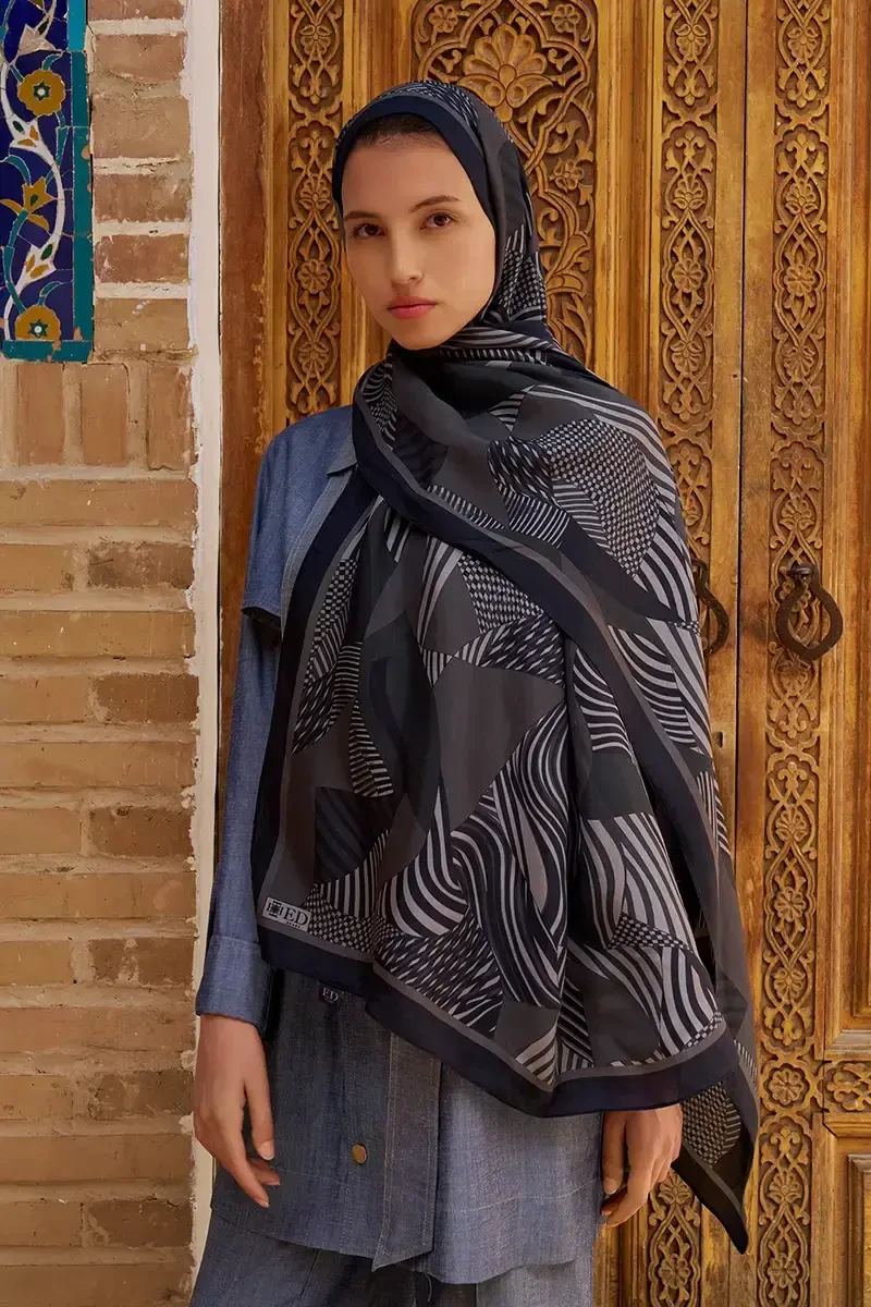 Hazel Floş Viskon Şal - Siyah - 1