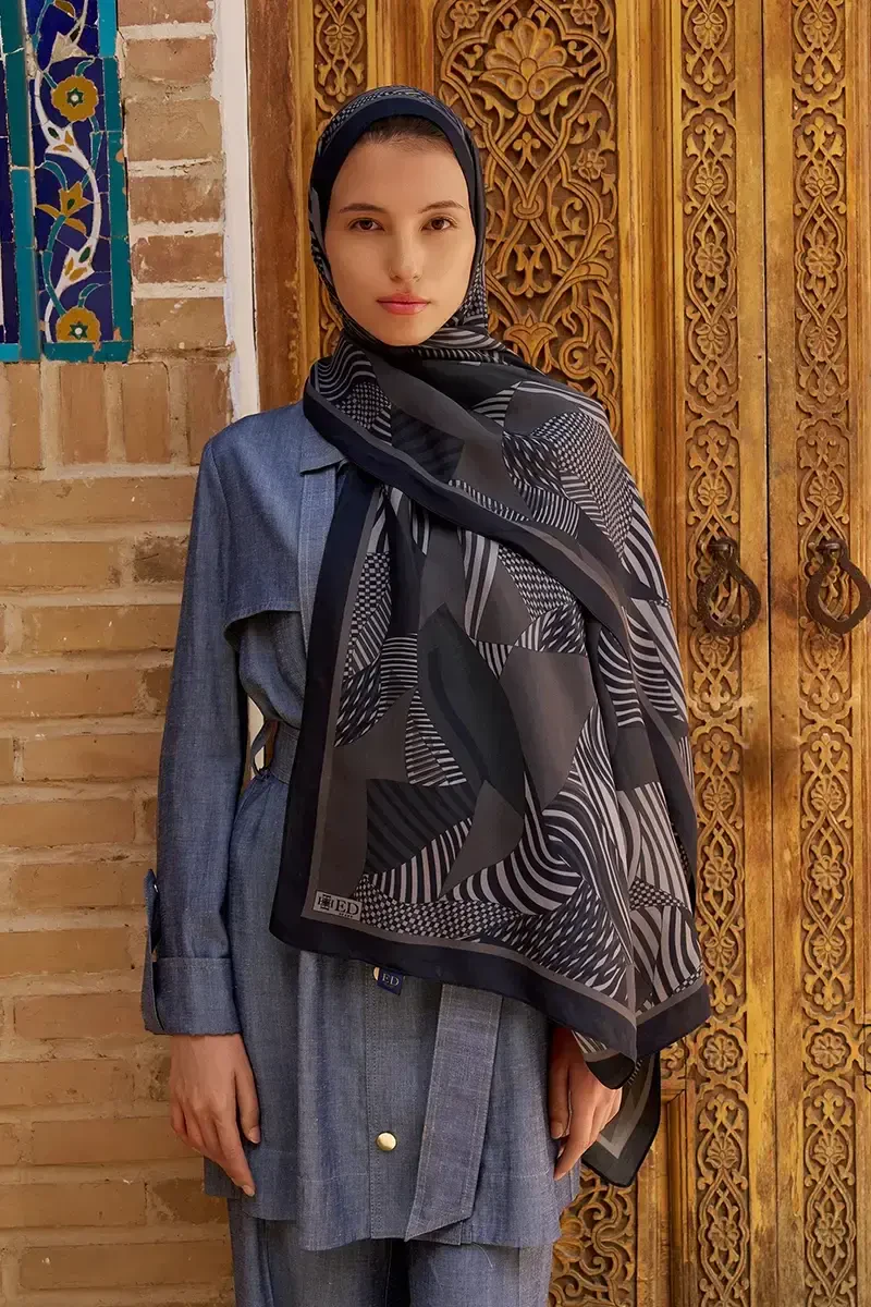 Hazel Floş Viskon Şal - Siyah - ED SCARF