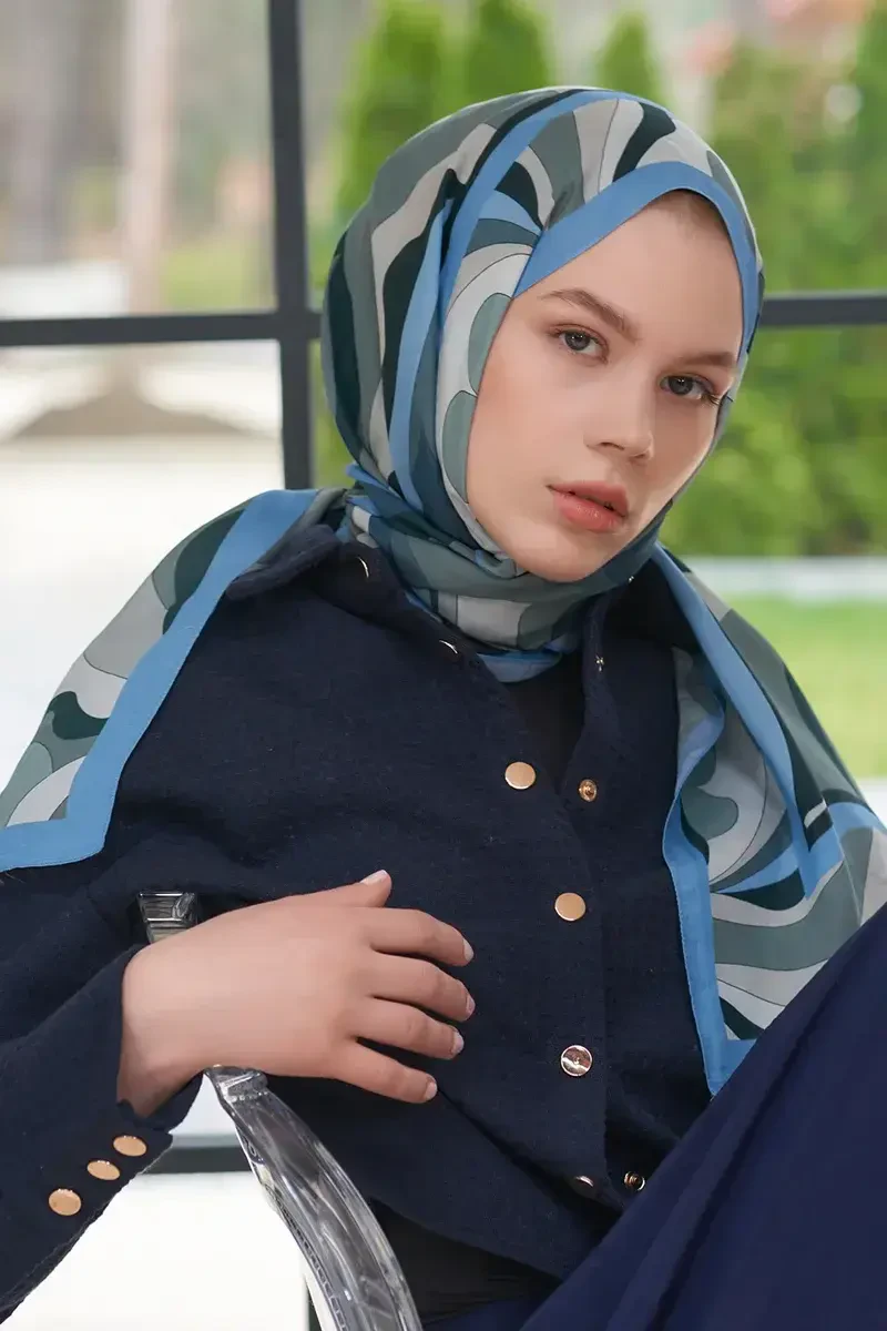 Heritage Farah Şal - Mavi - 1