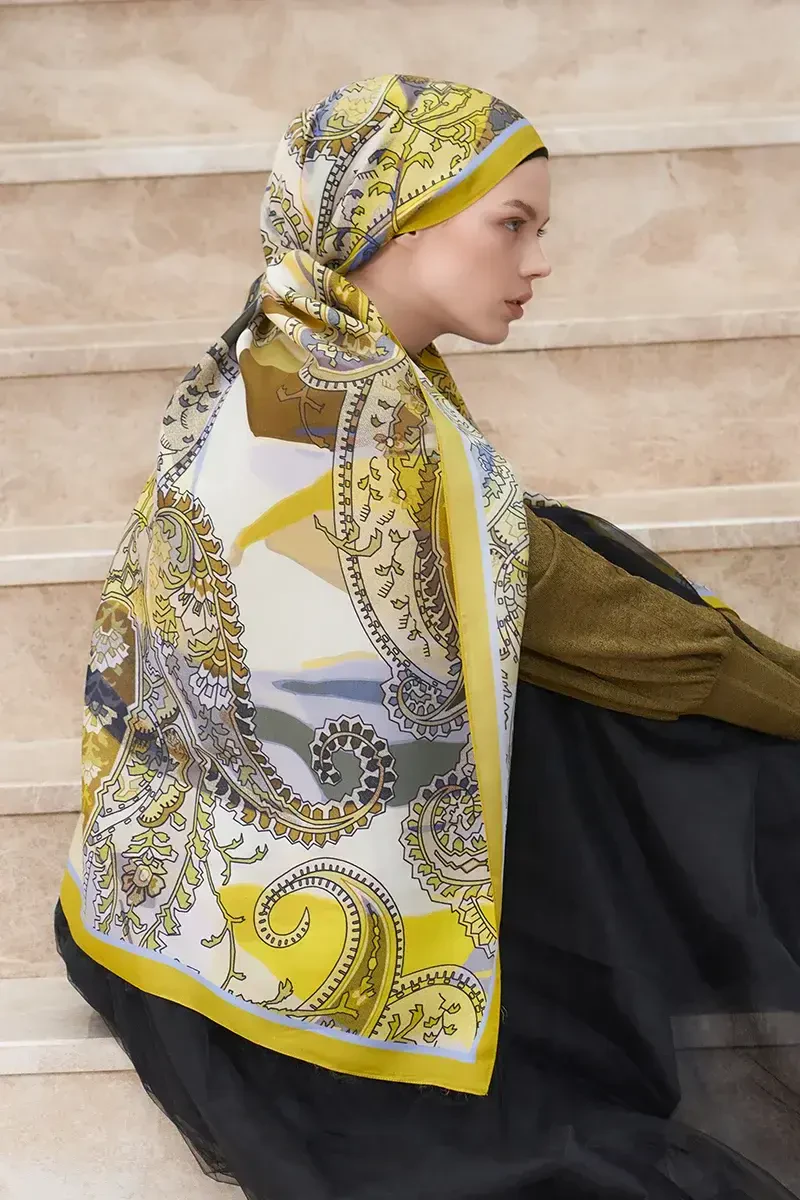 Heritage Sepya Şal - Hardal - ED Scarf