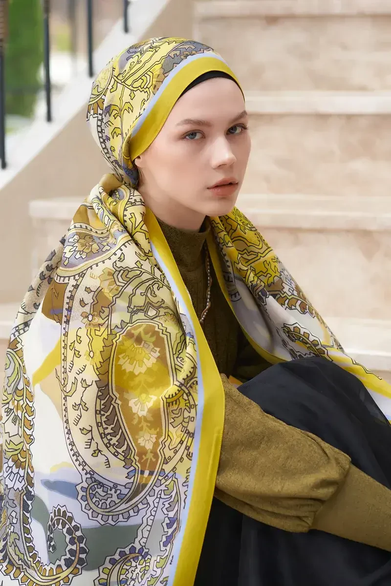 Heritage Sepya Şal - Hardal - ED Scarf