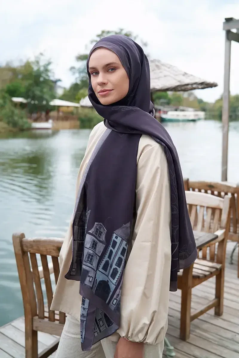 Iconic Collection Yade - Koyu Mor - ED Scarf