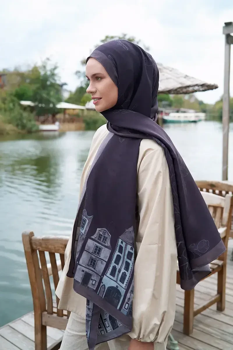 Iconic Collection Yade - Koyu Mor - ED Scarf