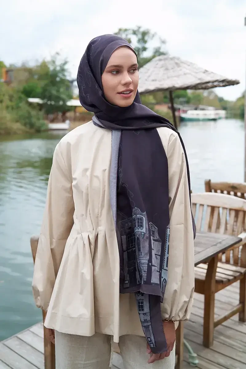 Iconic Collection Yade - Koyu Mor - ED Scarf