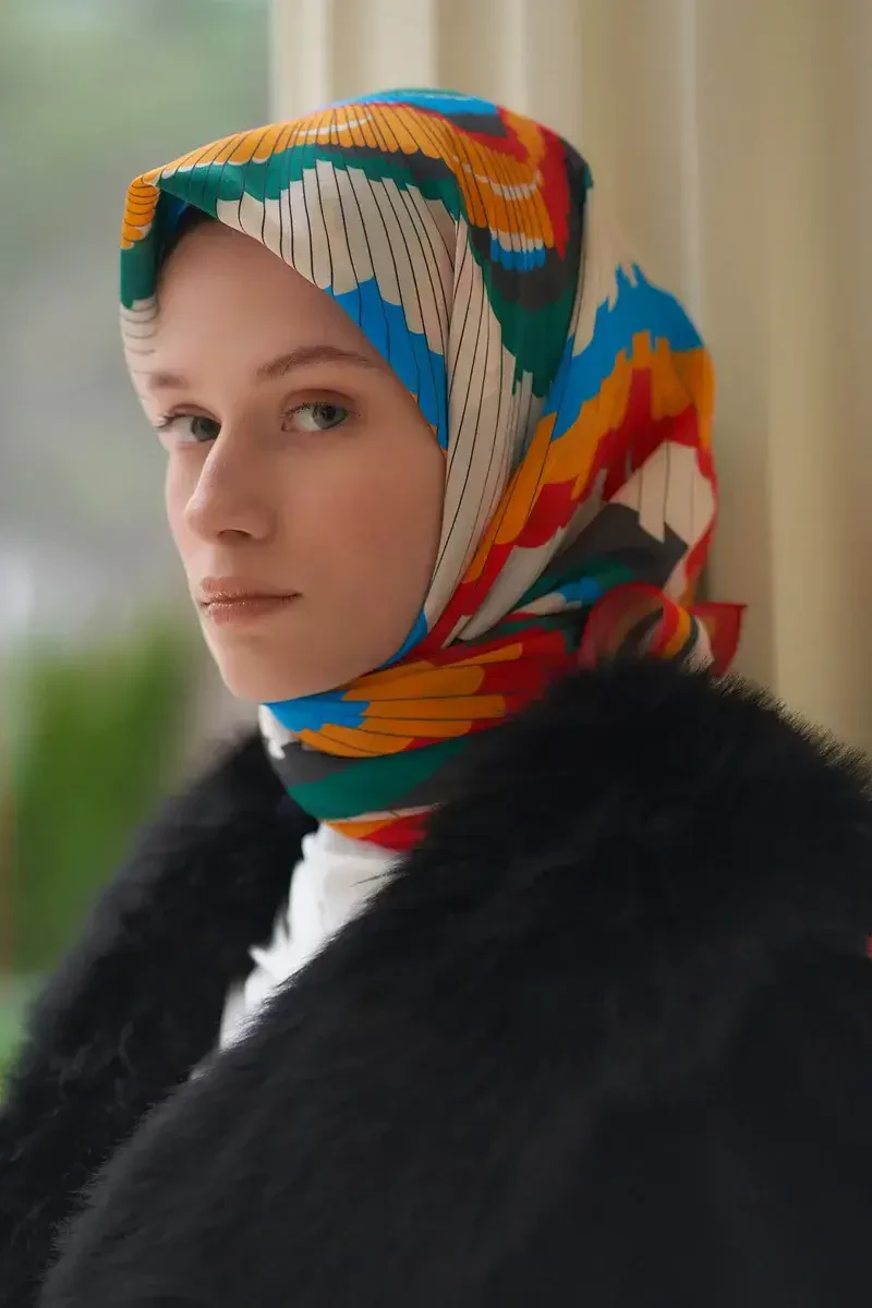İllusion Desen Modal Eşarp - Renkli - ED Scarf