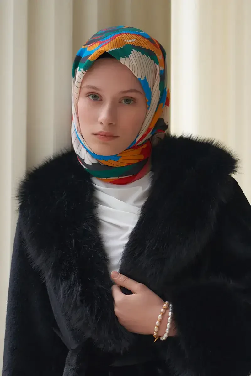 İllusion Desen Modal Eşarp - Renkli - ED Scarf