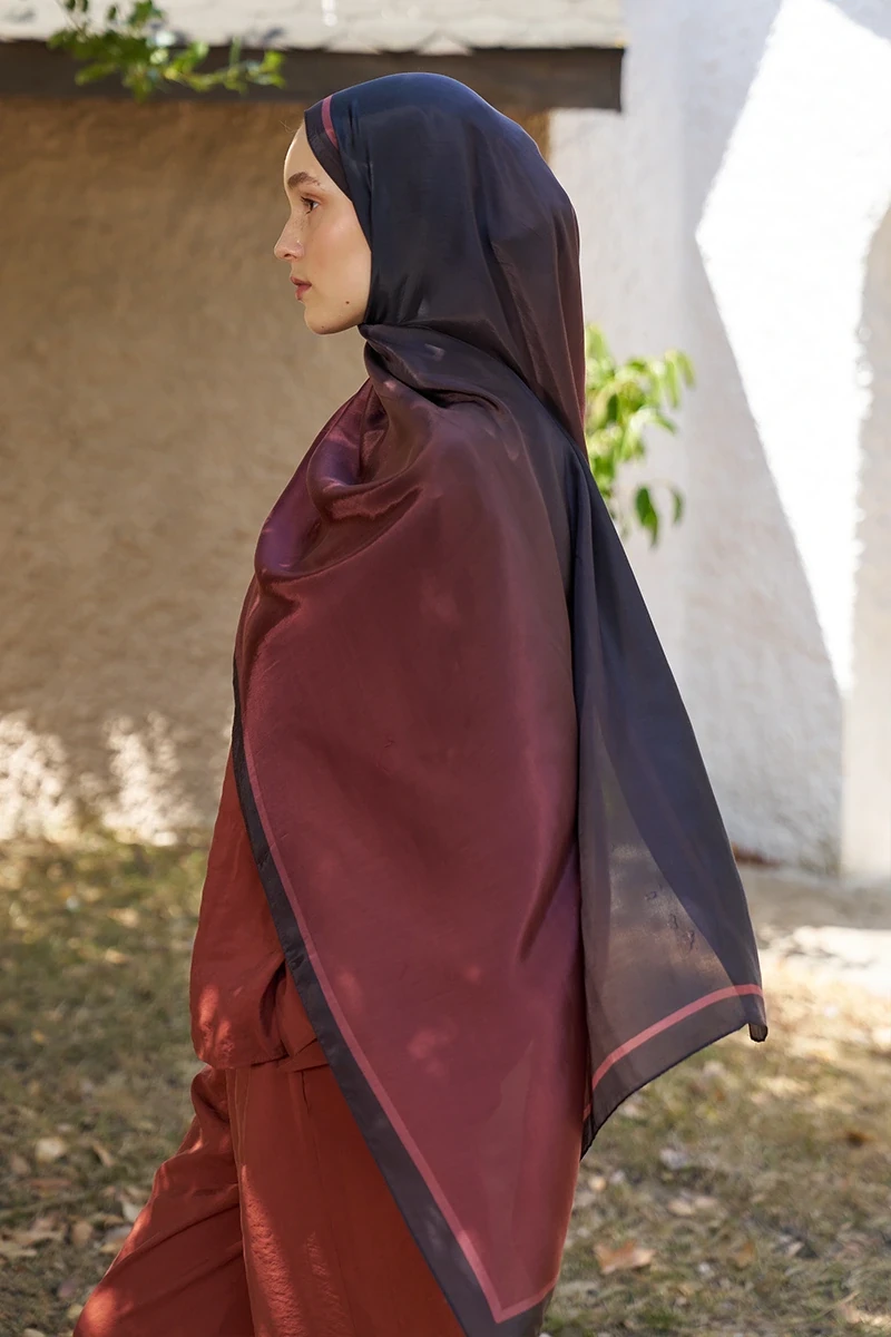 Inspired Degrade Desen Şal - Bordo - ED SCARF