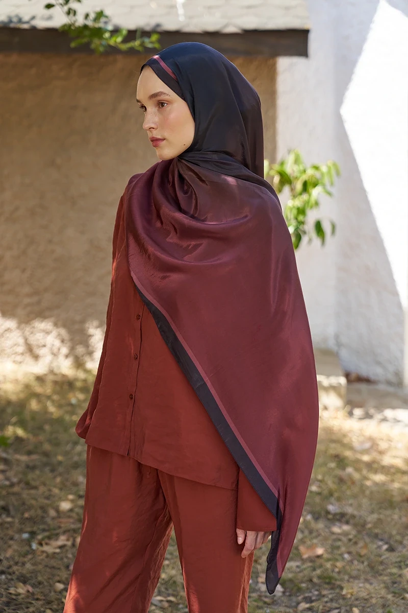 Inspired Degrade Desen Şal - Bordo - ED SCARF