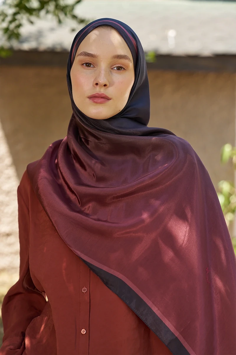 Inspired Degrade Desen Şal - Bordo - ED SCARF