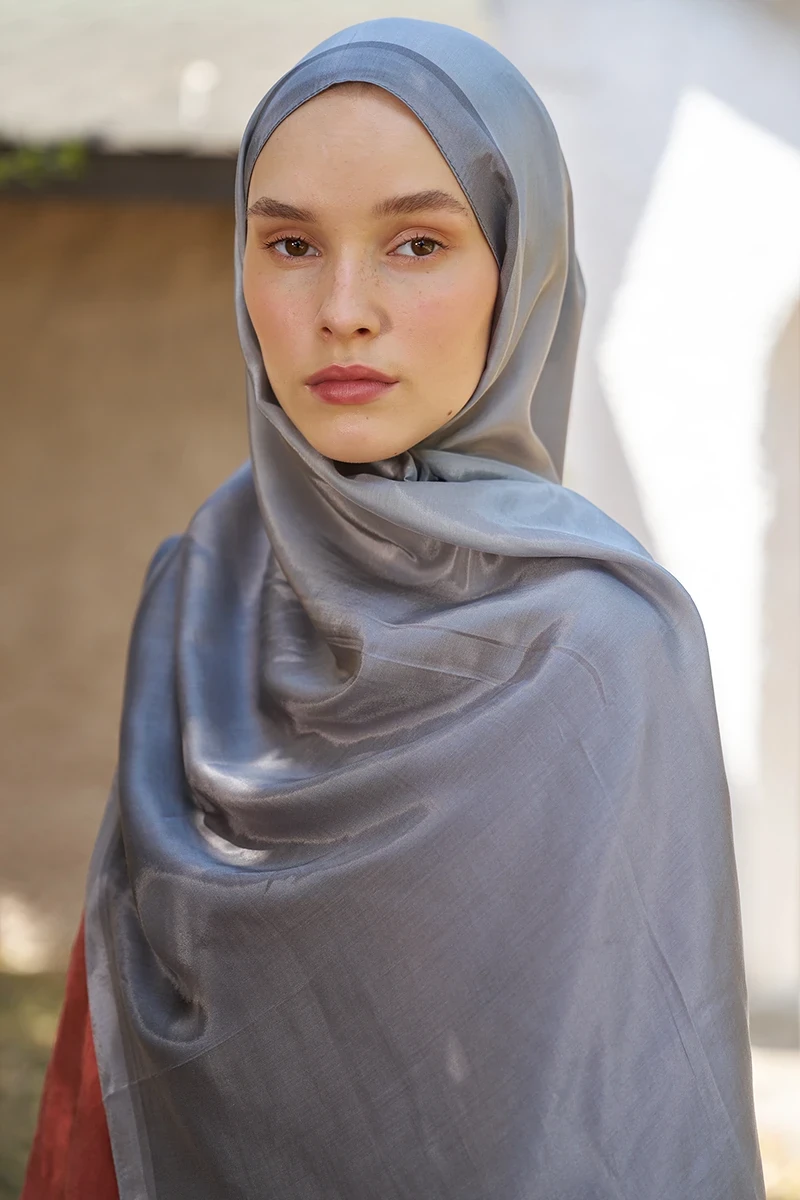 Inspired Degrade Desen Şal - Gri - ED SCARF