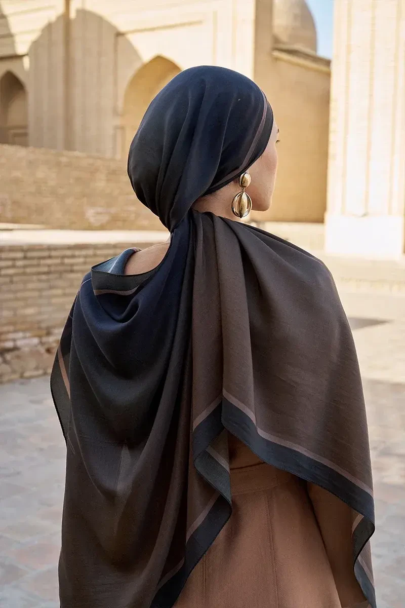 Inspired Degrade Desen Şal - Kahverengi - ED SCARF