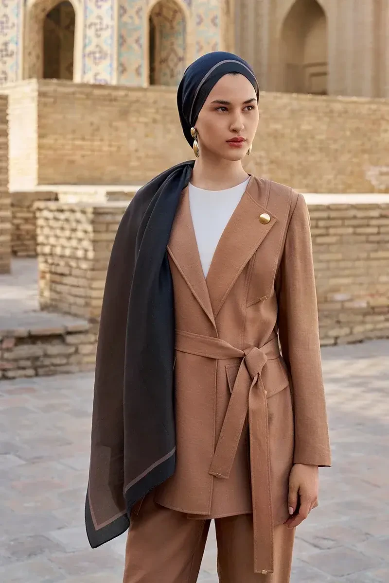 Inspired Degrade Desen Şal - Kahverengi - ED SCARF