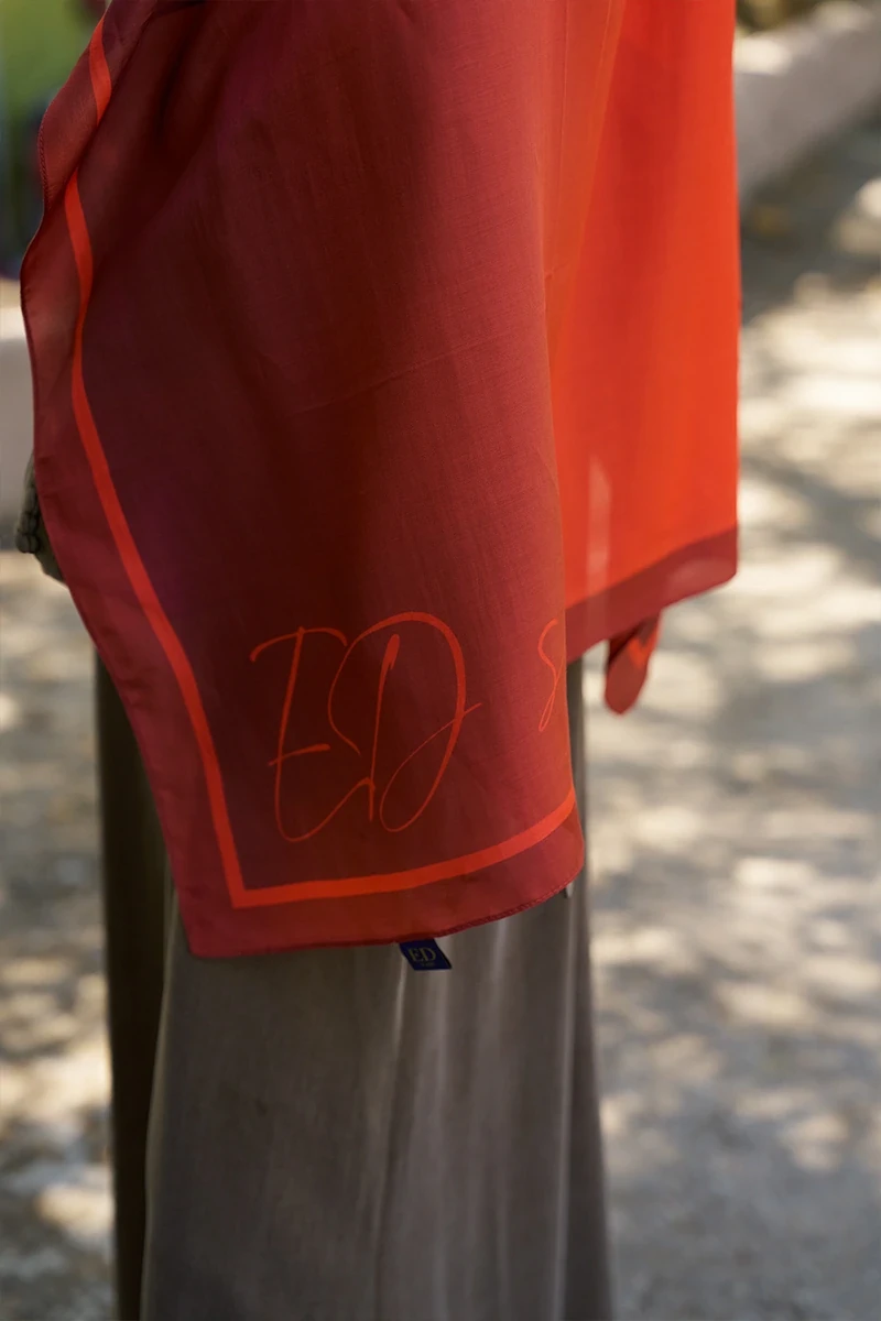 Inspired Degrade Desen Şal - Kırmızı - 2