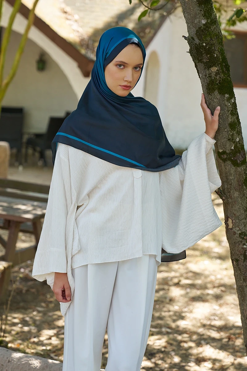 Inspired Degrade Desen Şal - Lacivert - 4