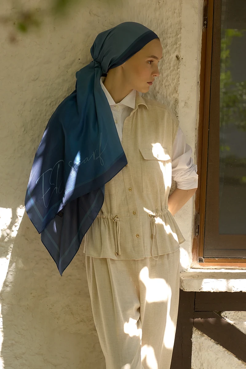 Inspired Degrade Desen Şal - Mavi - ED SCARF