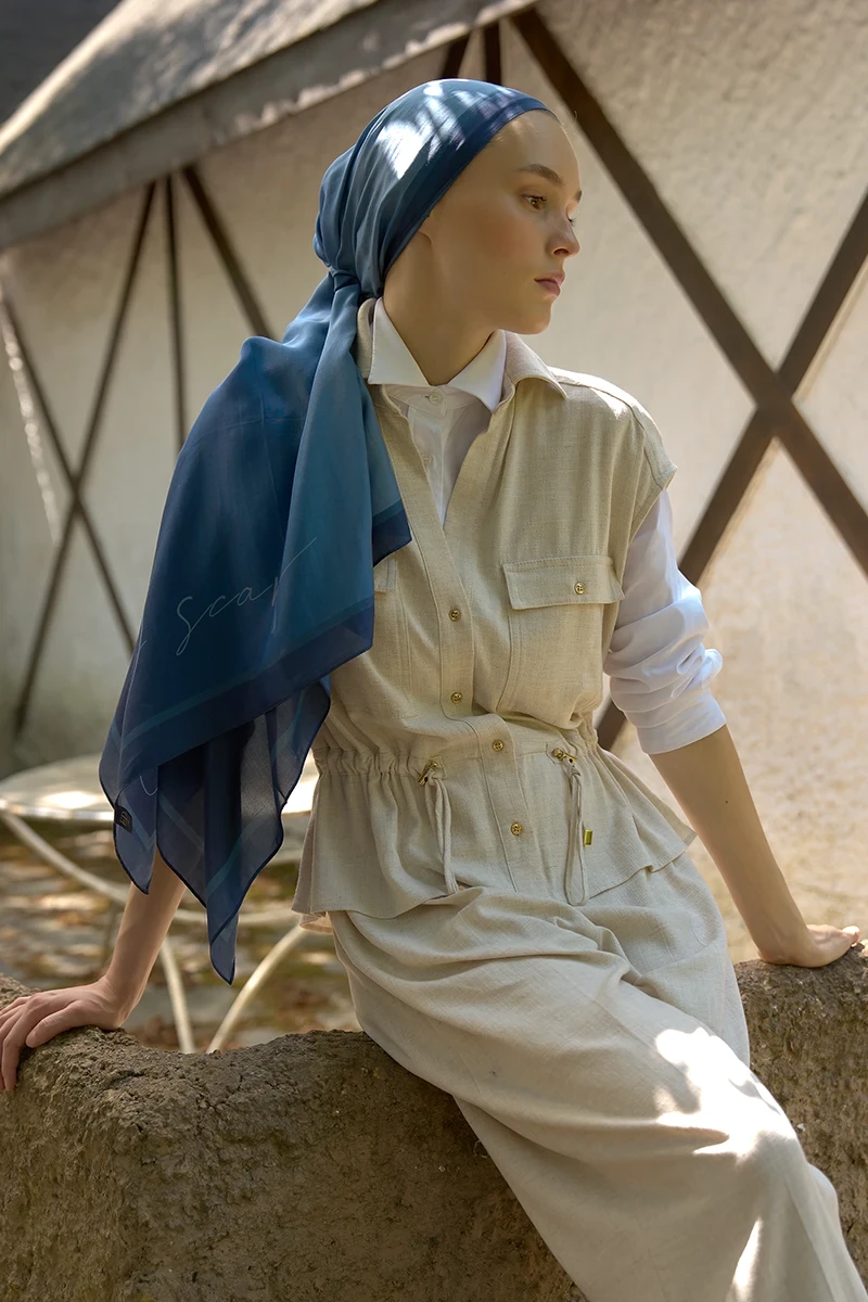 Inspired Degrade Desen Şal - Mavi - ED SCARF