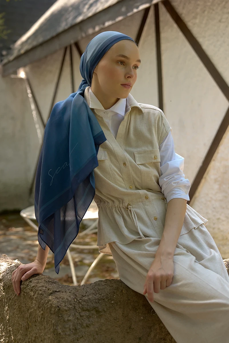 Inspired Degrade Desen Şal - Mavi - ED SCARF