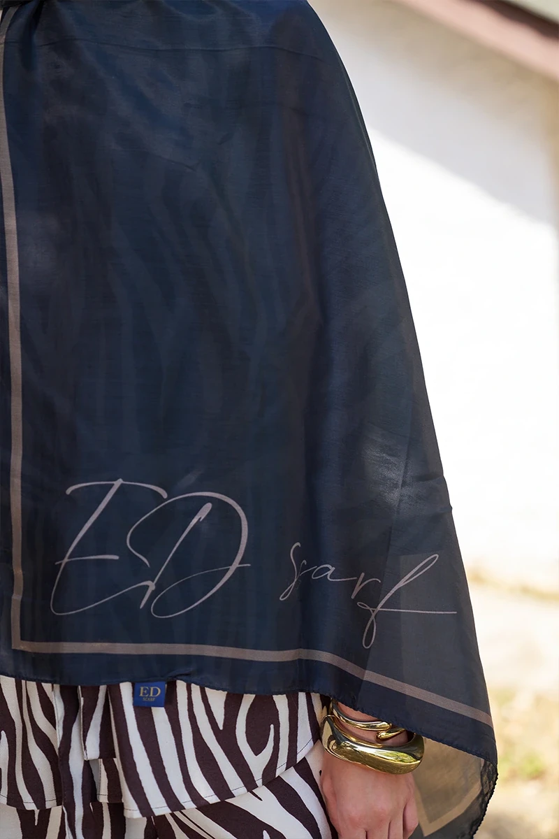 Inspired Degrade Desen Şal - Siyah - 2