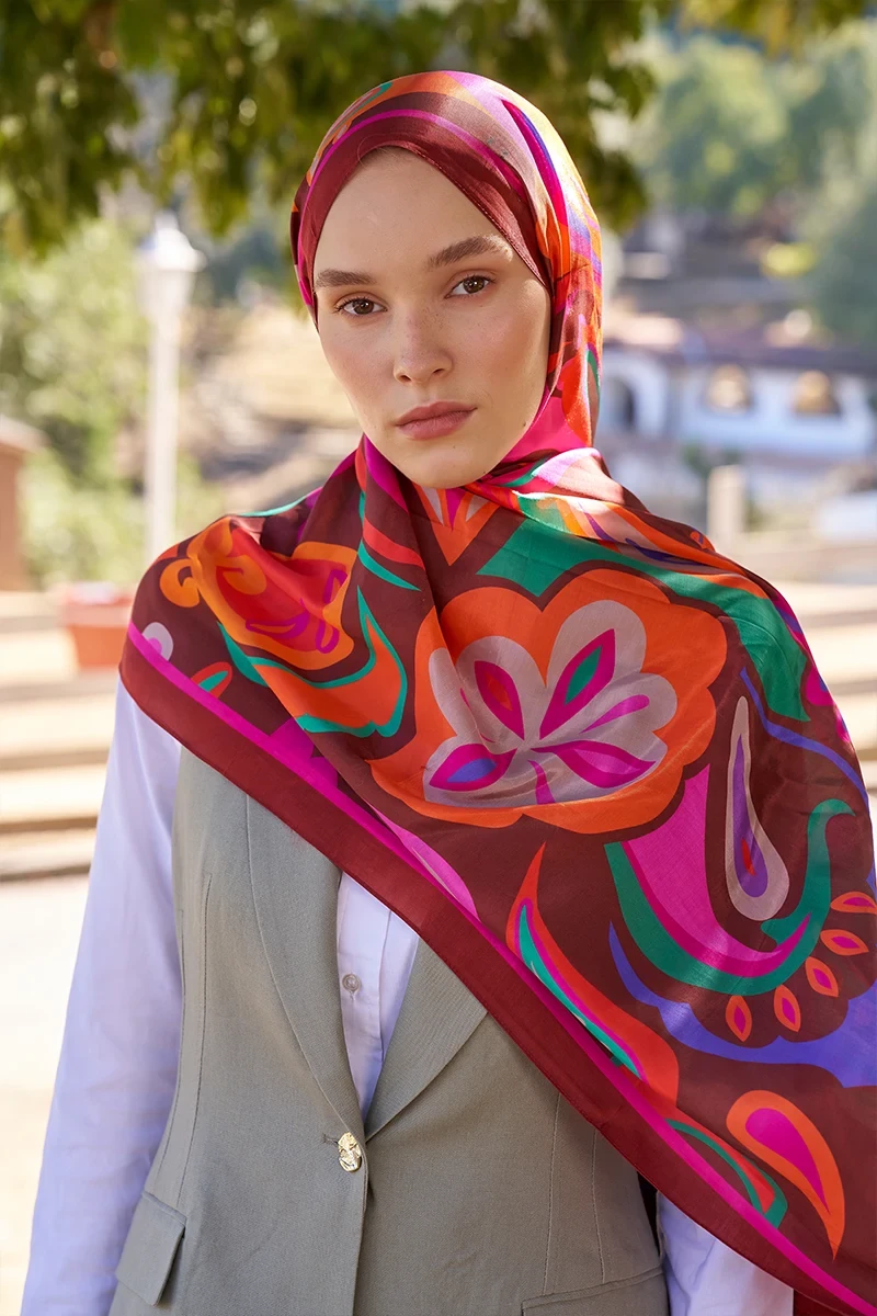 Inspired Density Desen Şal - Bordo - ED SCARF