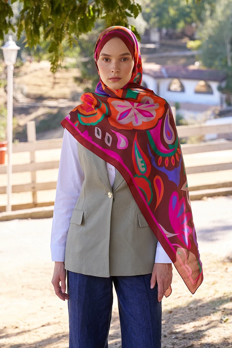 Inspired Density Desen Şal - Bordo - ED SCARF