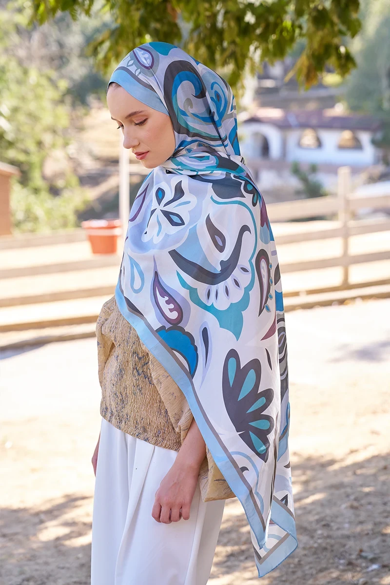 Inspired Density Desen Şal - Mavi - ED SCARF