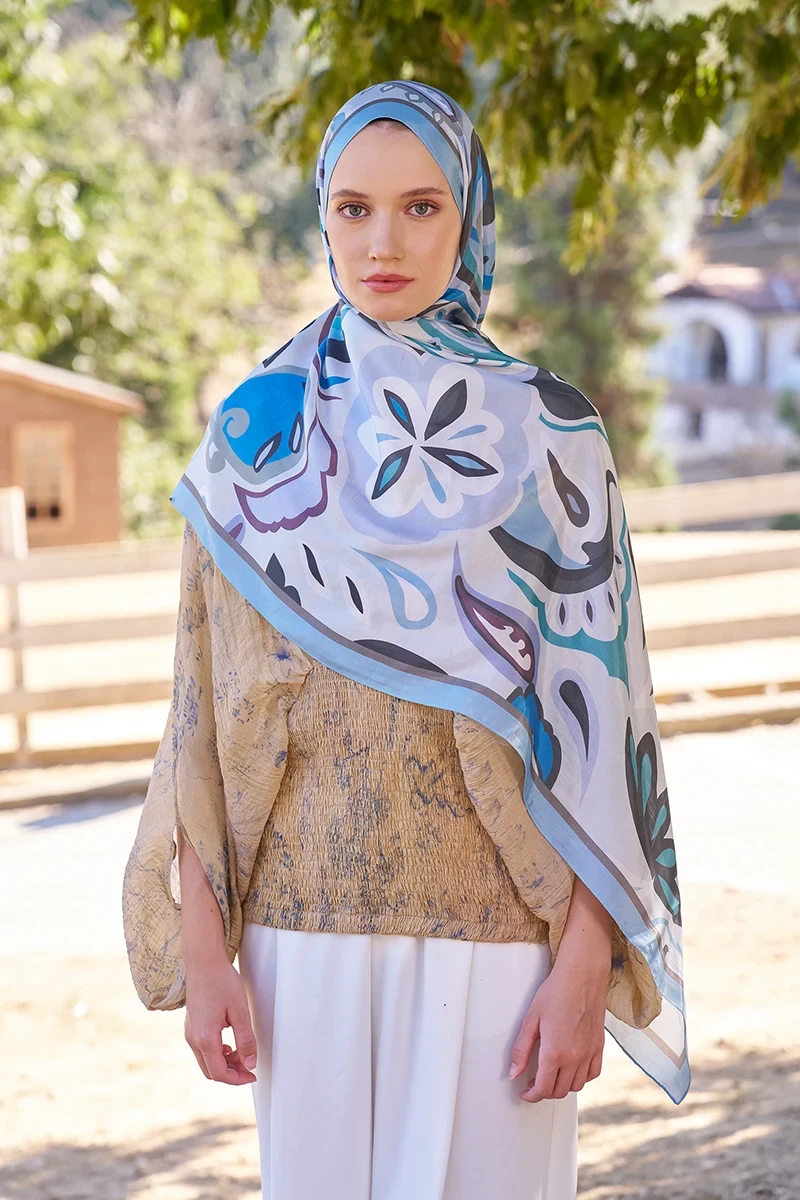 Inspired Density Desen Şal - Mavi - ED SCARF