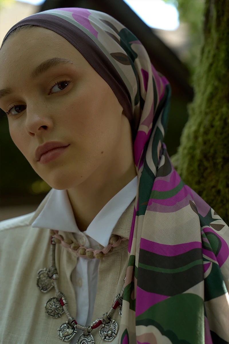 Inspired Density Desen Şal - Mor - ED SCARF
