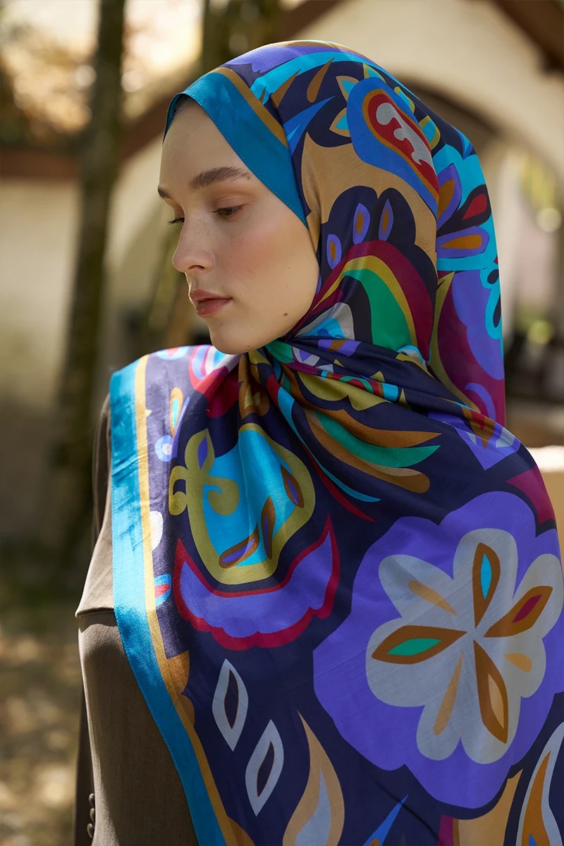 Inspired Density Desen Şal - Petrol - ED SCARF