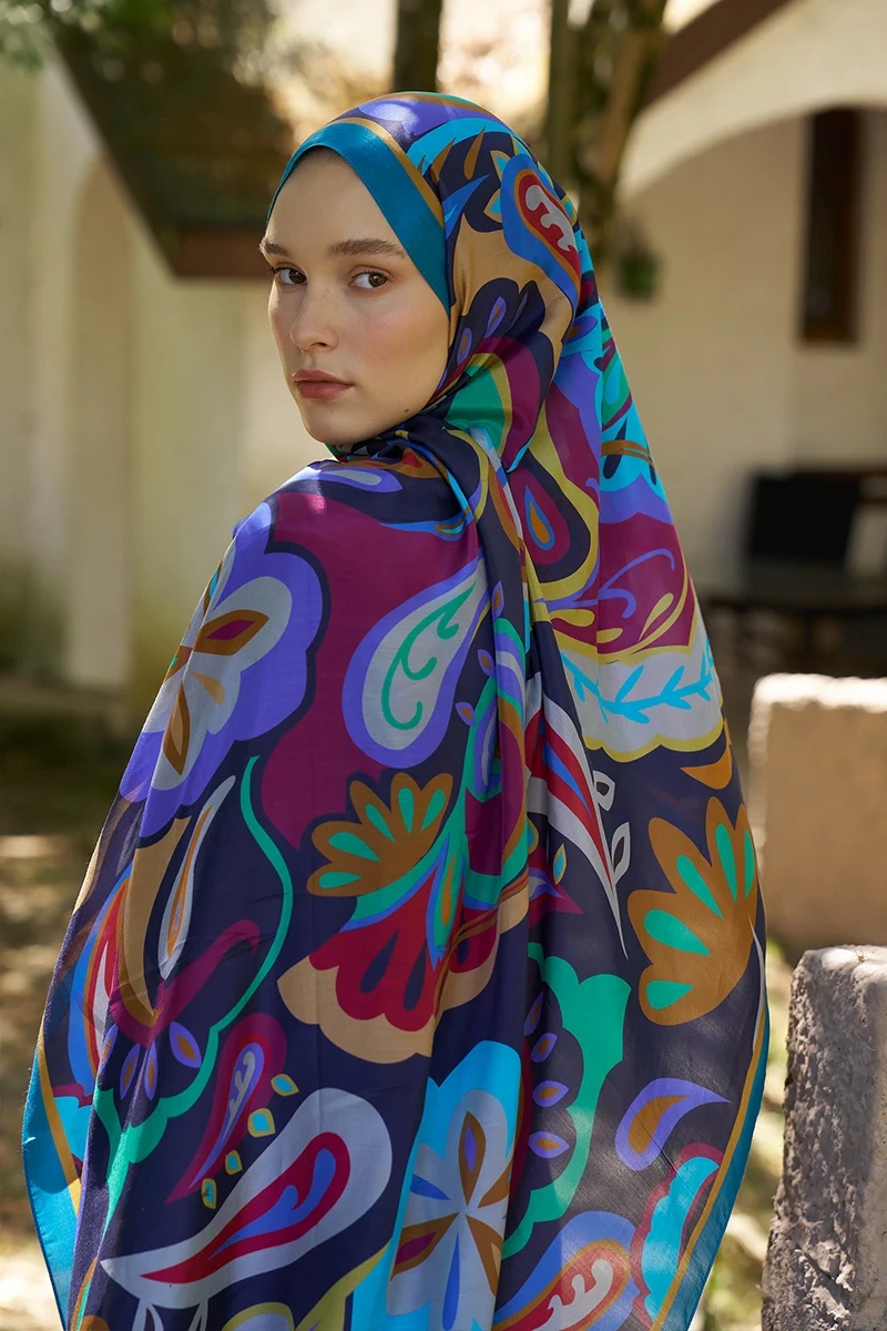 Inspired Density Desen Şal - Petrol - ED SCARF