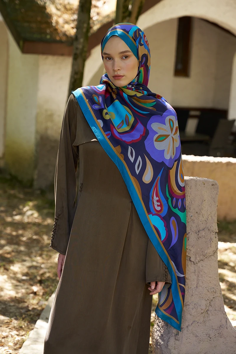 Inspired Density Desen Şal - Petrol - ED SCARF