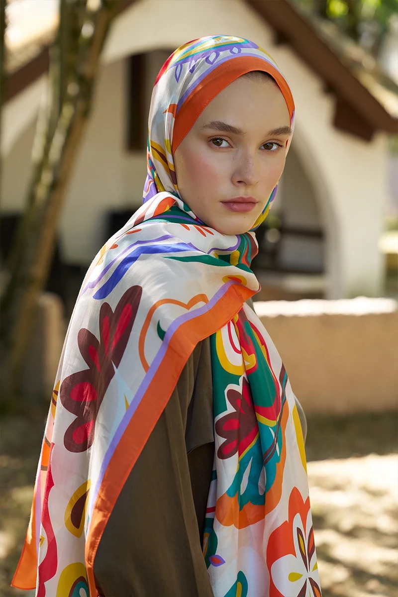 Inspired Density Desen Şal - Turuncu - ED SCARF