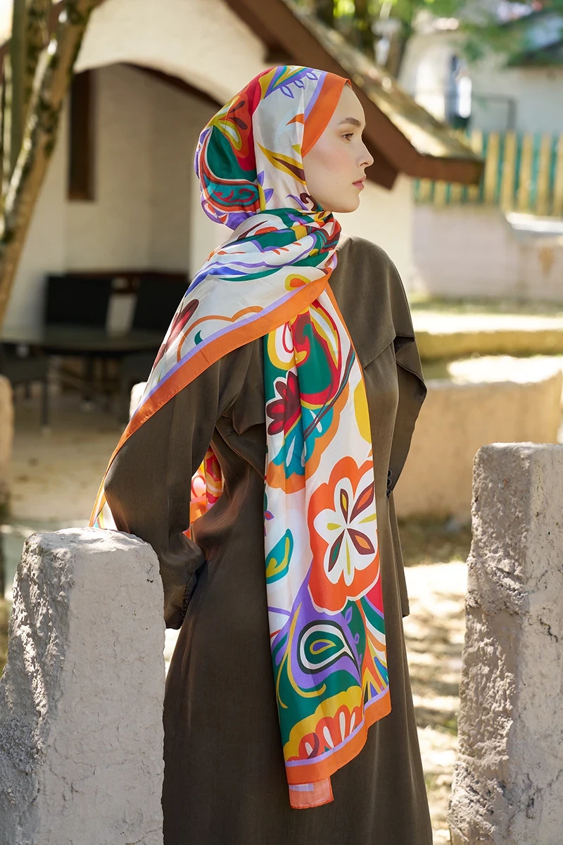 Inspired Density Desen Şal - Turuncu - 3