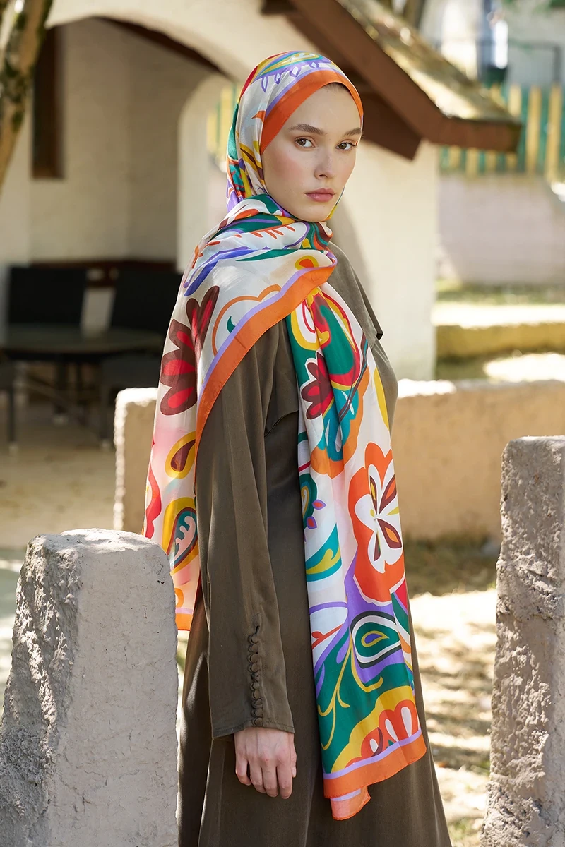 Inspired Density Desen Şal - Turuncu - 4