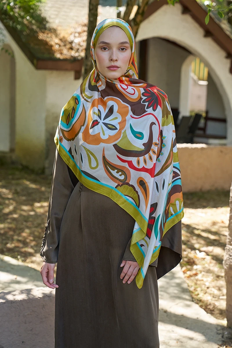 Inspired Density Desen Şal - Yağ Yeşili - ED SCARF