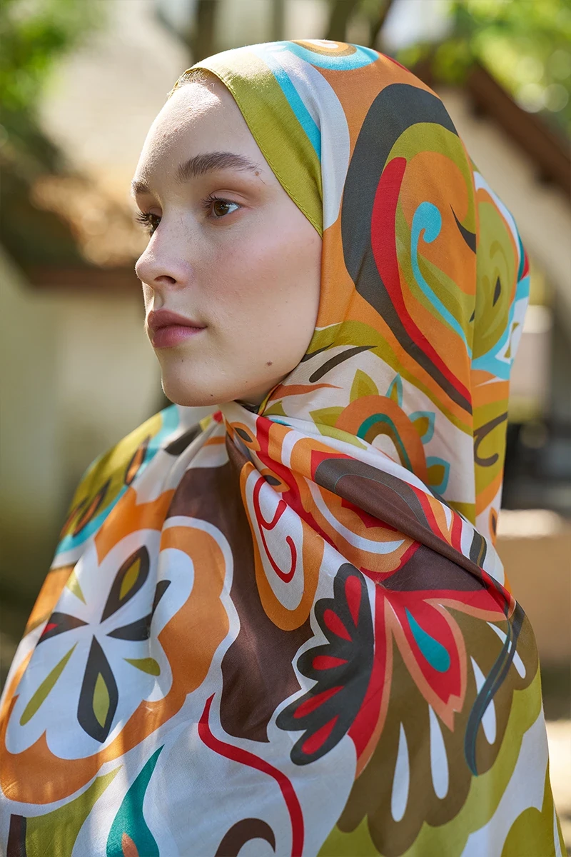 Inspired Density Desen Şal - Yağ Yeşili - ED SCARF