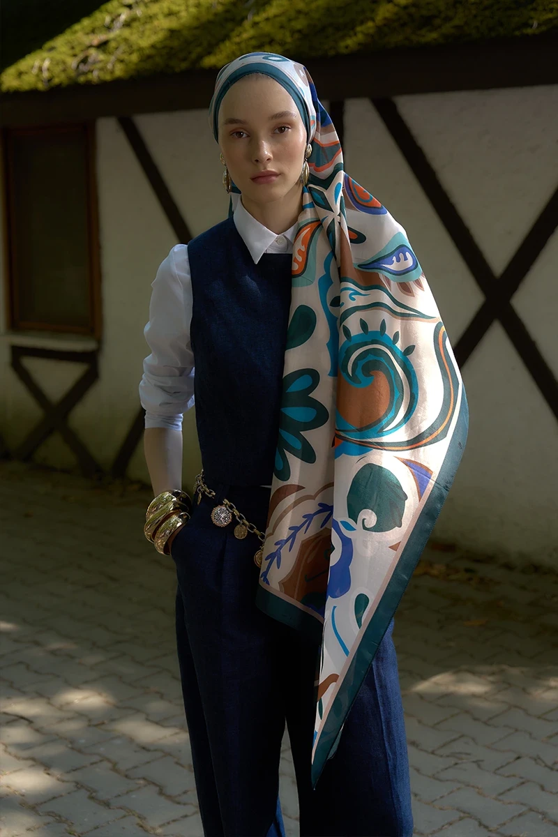 Inspired Density Desen Şal - Zümrüt Yeşili - ED SCARF