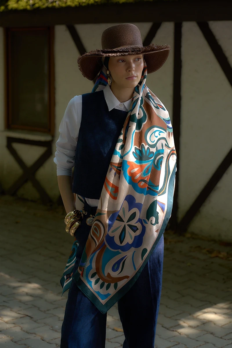 Inspired Density Desen Şal - Zümrüt Yeşili - ED SCARF