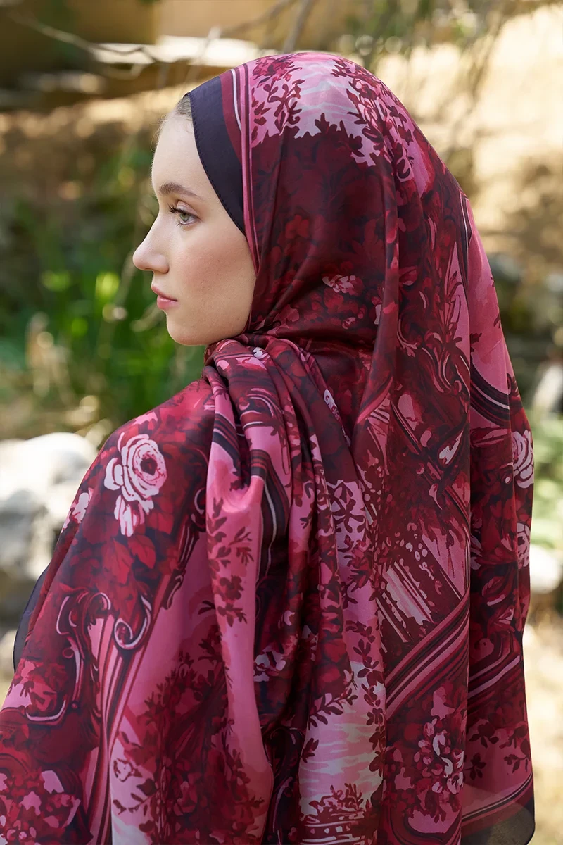 Inspired Esperanza Desen Şal - Bordo - ED SCARF