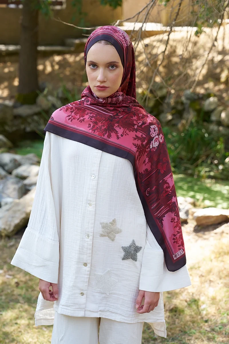 Inspired Esperanza Desen Şal - Bordo - 2