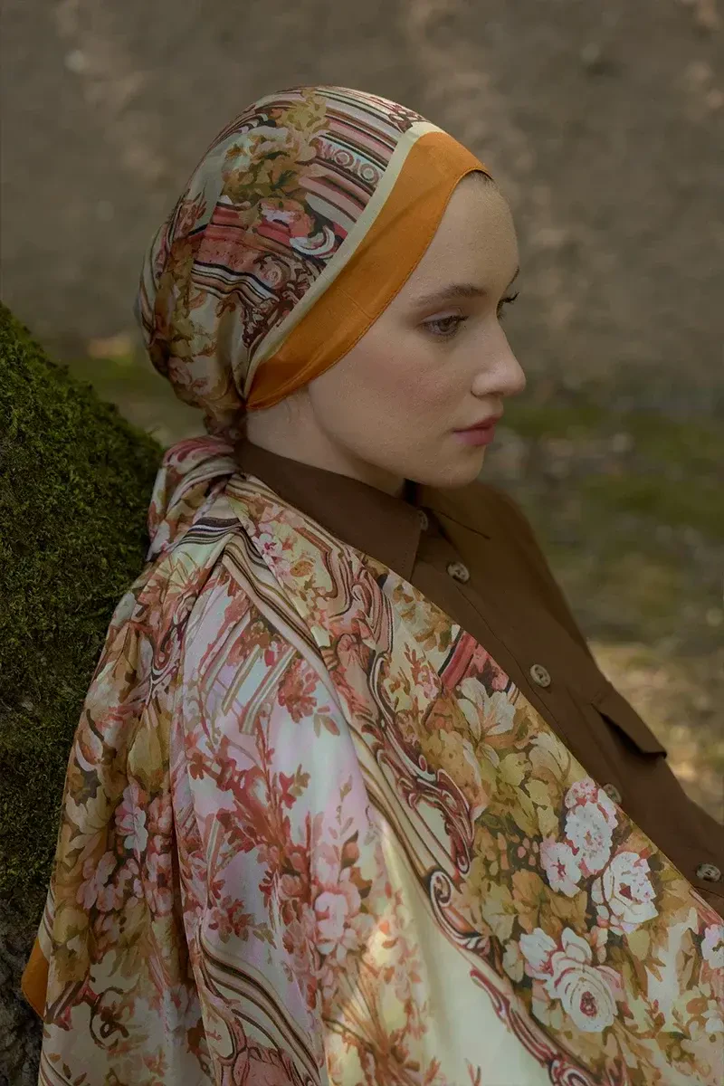 Inspired Esperanza Desen Şal - Turuncu - ED SCARF