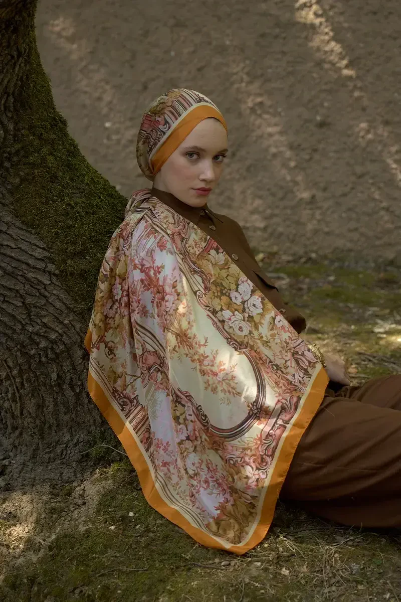 Inspired Esperanza Desen Şal - Turuncu - ED SCARF