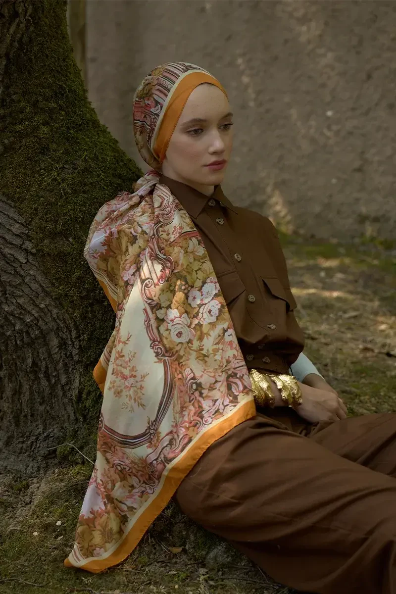 Inspired Esperanza Desen Şal - Turuncu - ED SCARF