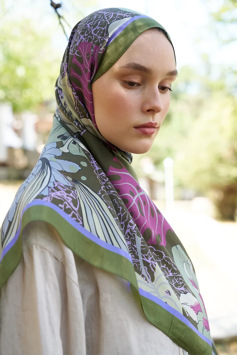 Inspired Fierra Desen Şal - Haki - ED SCARF