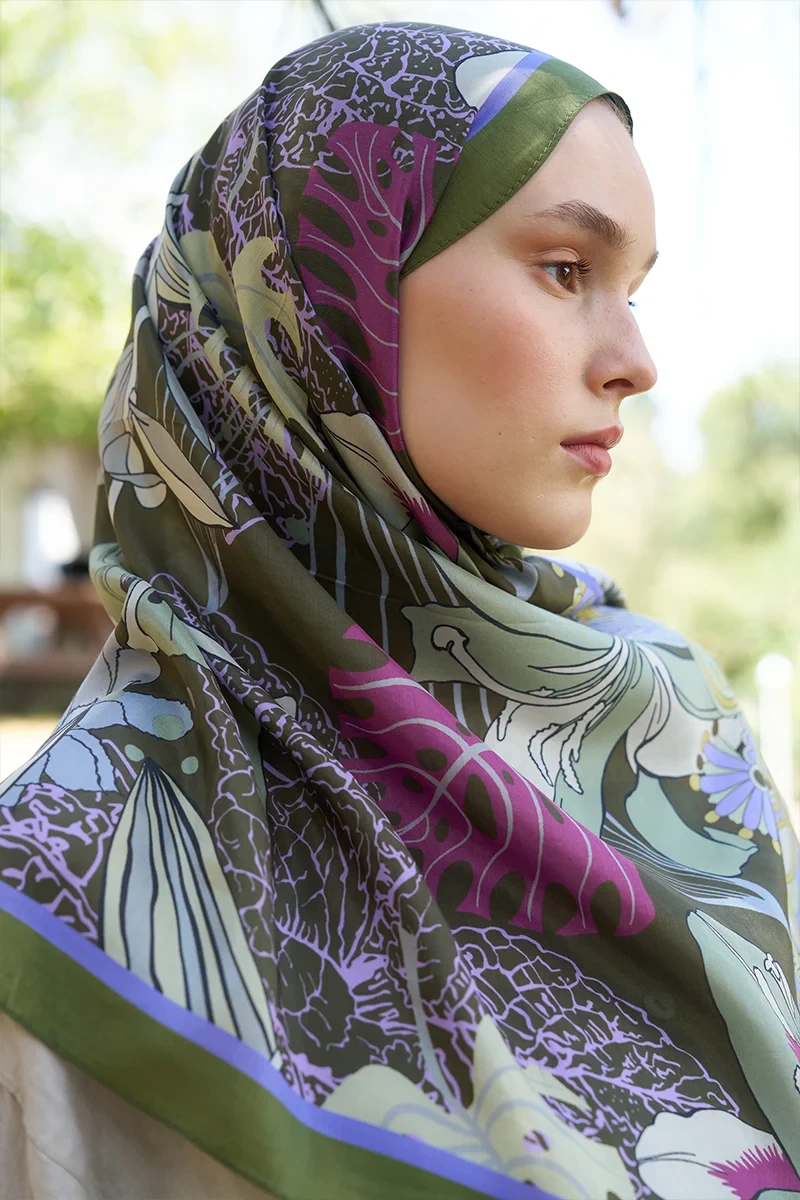 Inspired Fierra Desen Şal - Haki - 2