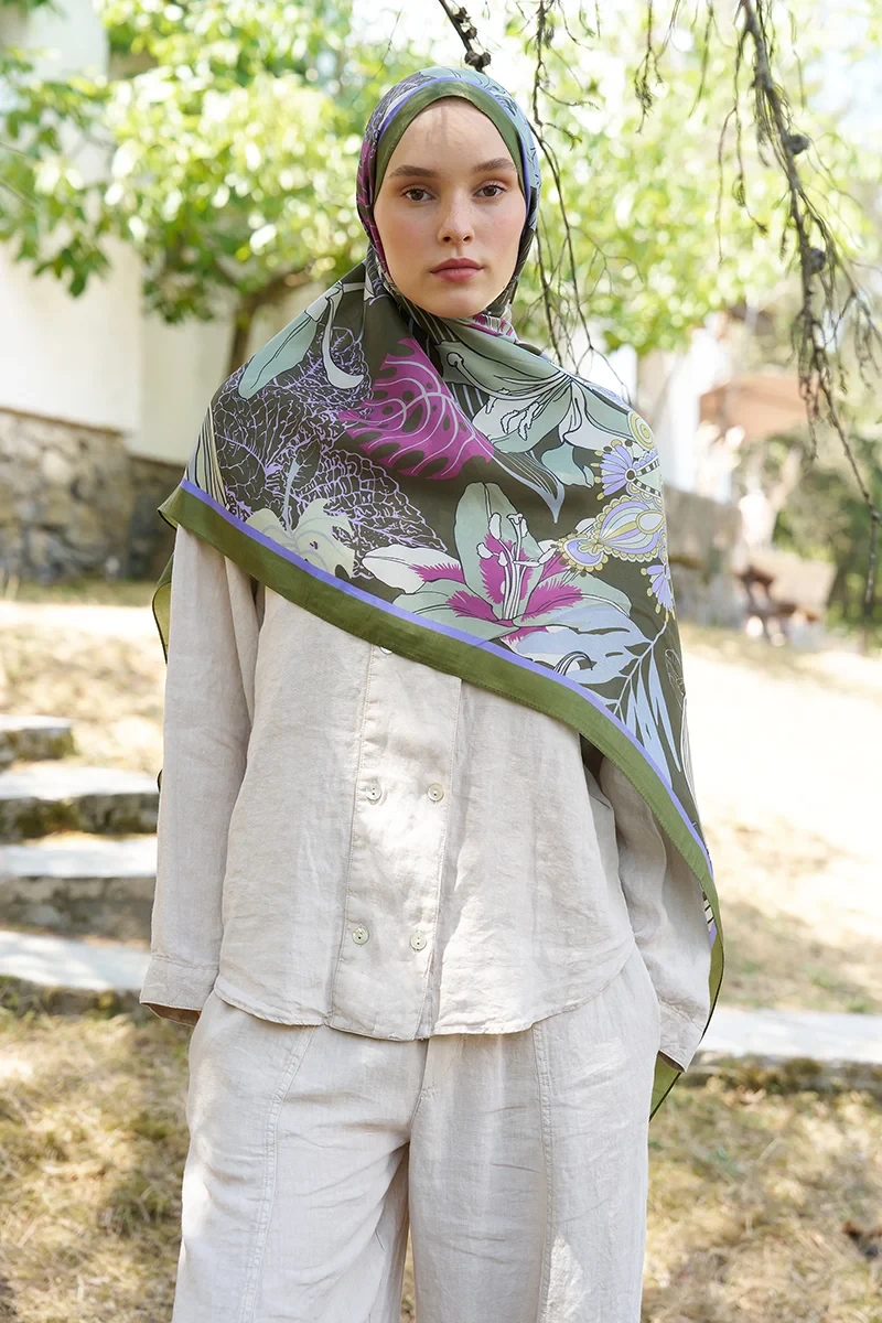 Inspired Fierra Desen Şal - Haki - 3