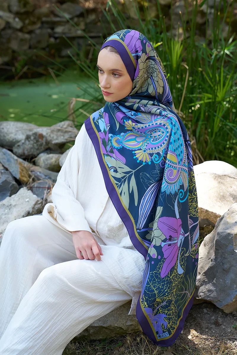 Inspired Fierra Desen Şal - Mor - 2